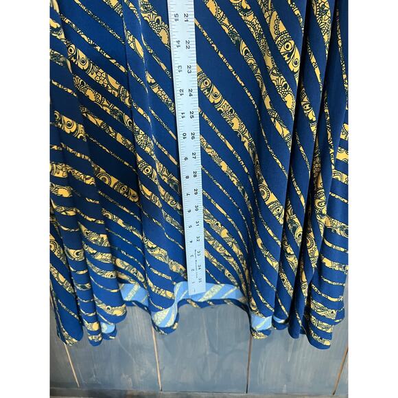 Lularoe Maxi Skirt Womens Medium Navy Blue Yellow Long Boho Stretchy Fall - Picture 6 of 7
